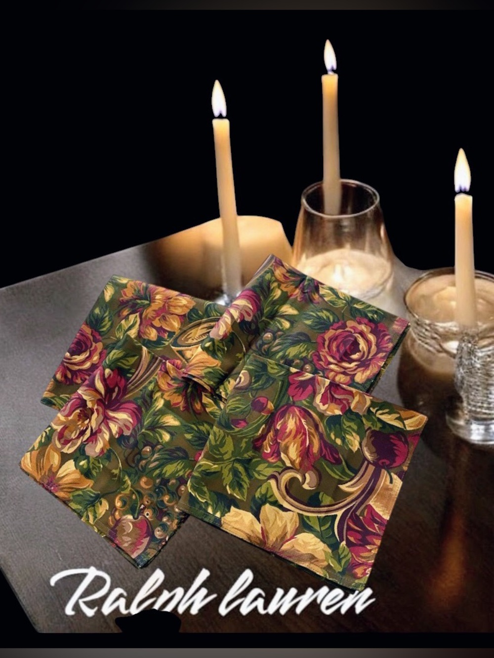 Lauren Ralph Lauren balmoral horns floral holiday napkins(Set of 4)